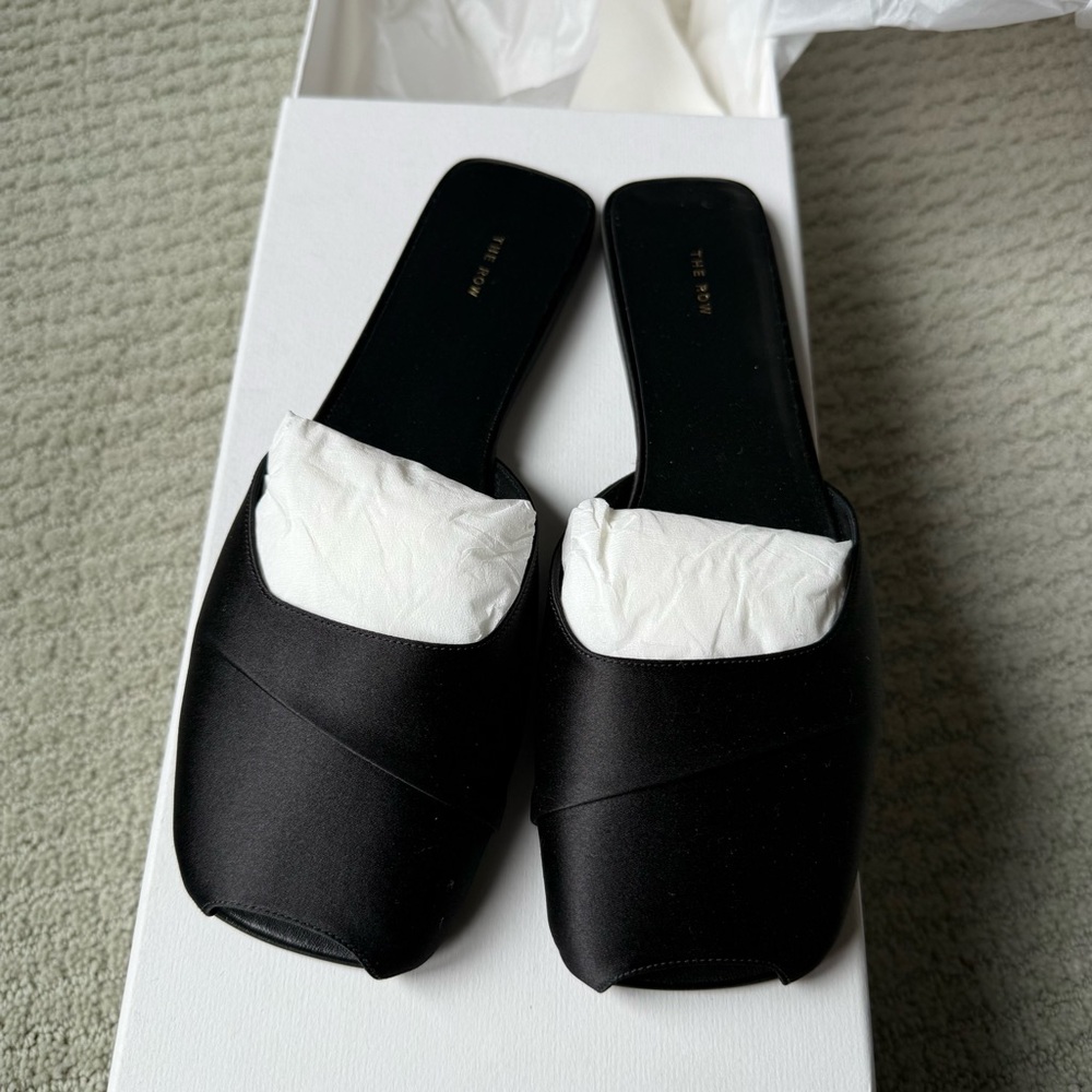 The Row Black Satin Mila Flats 36.5 BNWT